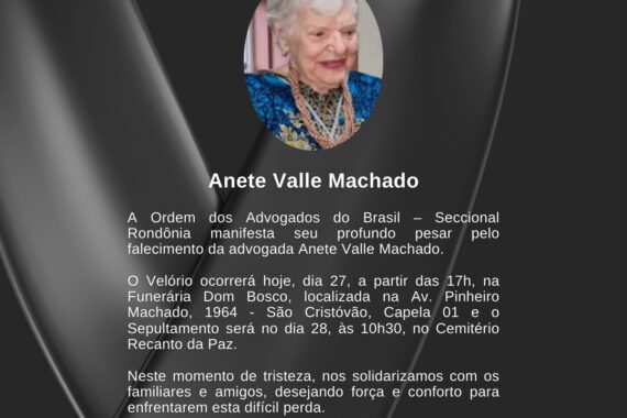 NOTA DE PESAR – ANETE VALLE MACHADO