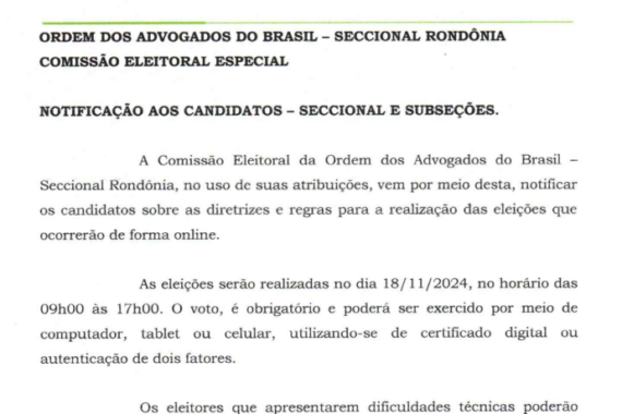 Eleições 2024 OAB-RO: Comissão Eleitoral reforça diretrizes e transparência no processo